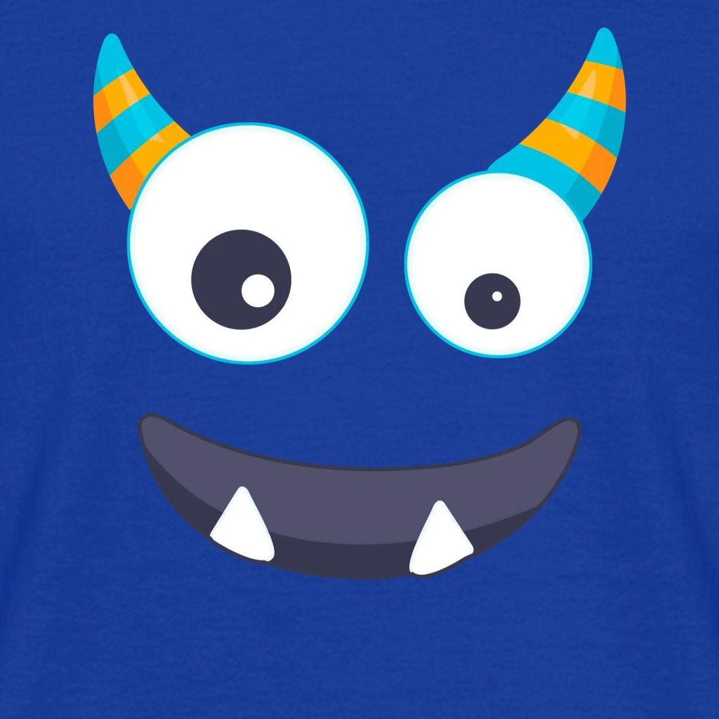 Spreadshirt Monster Gesicht Fasching Kostüm Witzig Männer T-Shirt, M, Dunkelblau