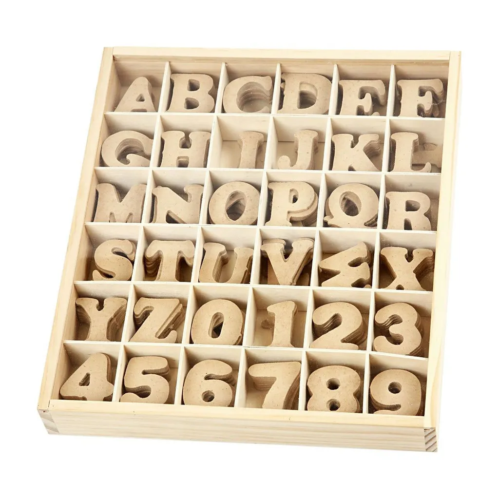 Lettres et chiffres en bois MDF lot de 288 pièces pour loisirs créatifs