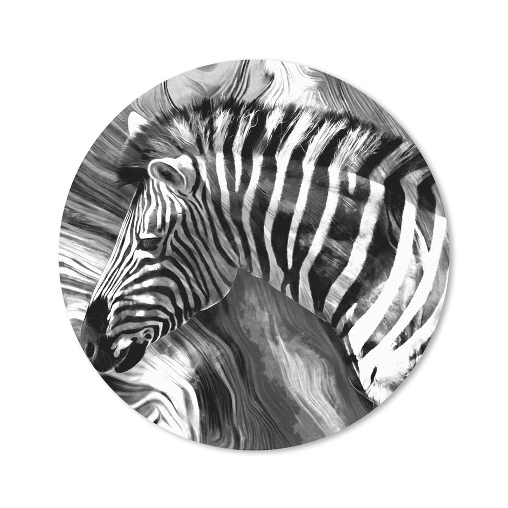 MuchoWow Mauspad Mousepad Gemälde - Ölfarbe - Zebra - Tiere - Schwarz - Weiß 30x30 cm - Mousepads - Maus Mat - Pad - Mausunterlage - Tischunte...