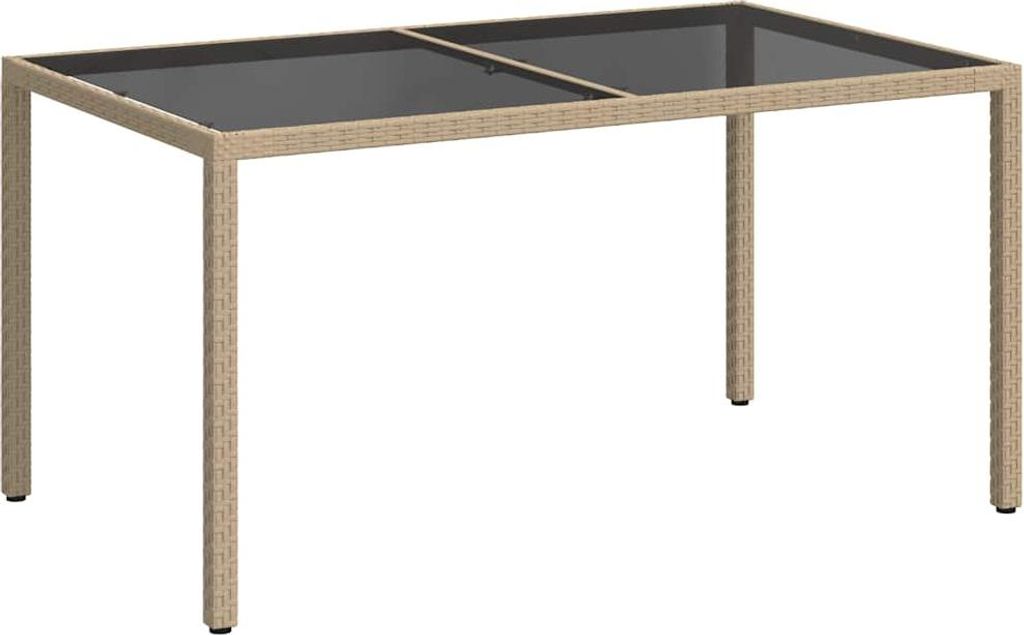 vidaXL Gartentisch 150x90x75 cm Gehärtetes Glas Poly Rattan Produktbild 
