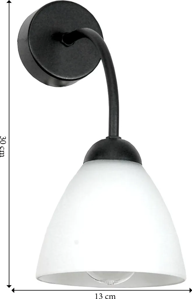 Applique murale verre opale et noir 30 cm luminaire graphique moderne