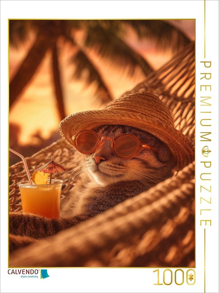 CALVENDO Puzzle Pfoten hoch Urlaubsmodus aktiviert | 1000 Teile Lege-Größe 64x48cm Foto-Puzzle für glückliche Stunden