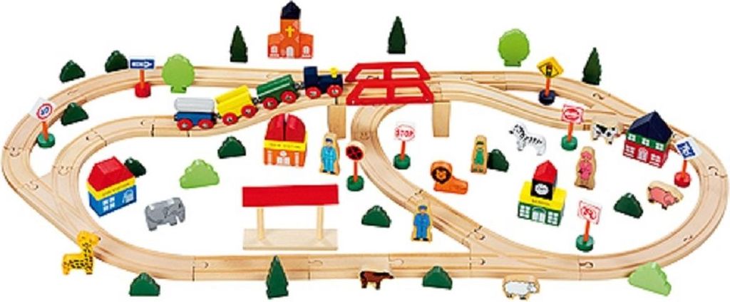 idee+spiel EMILO® Holz-Eisenbahn Set groß 440-44002 Produktbild 