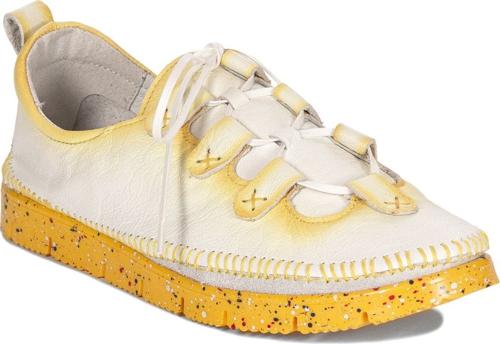 Bequeme atmungsaktive Schuhe aus Naturleder mit elastischen Schnürsenkeln, Weiß