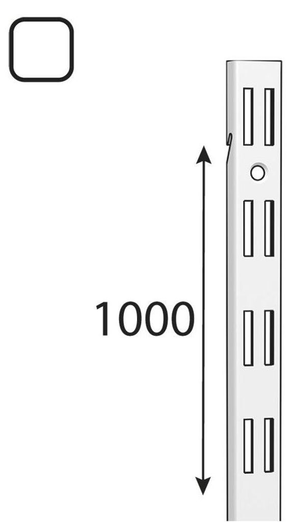 INTEGRI Weiss Doppel-Wandschiene 1000mm Garderobensystem Regalsystem Wandmontage Stahl