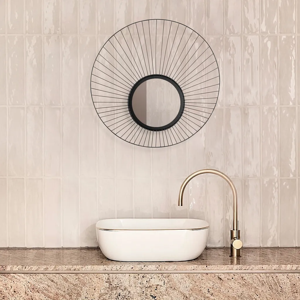 Specchio Parete Wallity Papatya Nero 63x63 | 100% Metallo Alta Qualità