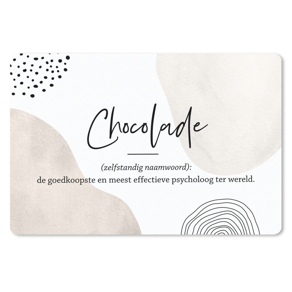 MuchoWow Schreibtischunterlage Sprichwörter - Schokolade - Zitate - Wörterbuch - Definition Schokolade 60x40 cm - XXL Mauspad - Großes Mauspad
