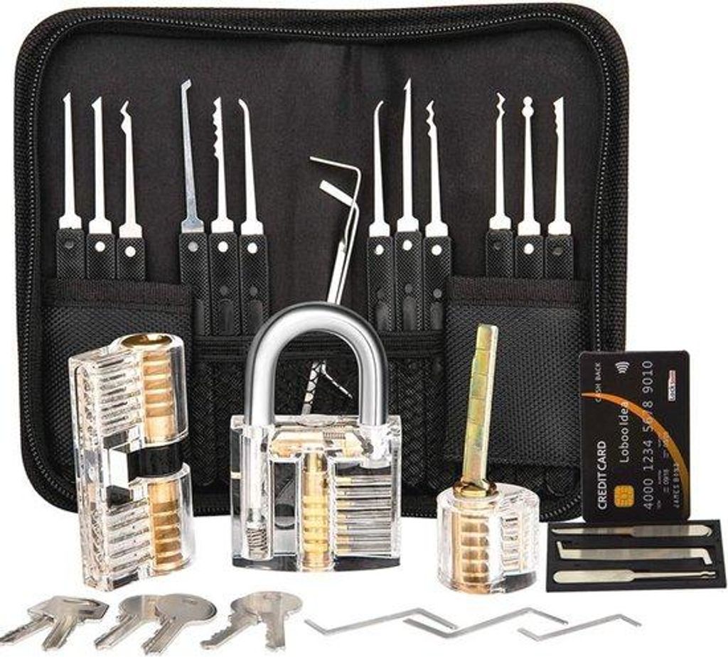 Famanu Lockpick Set 17-teilig mit Kreditkarte und Produktbild 