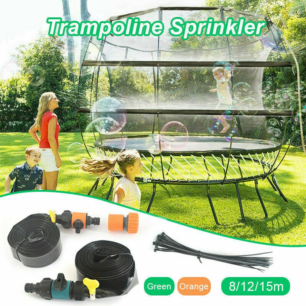 2x 12M Trampolin Wassersprinkler Kinder spiel Wassersprinkler Spaß Sprühschlauch 