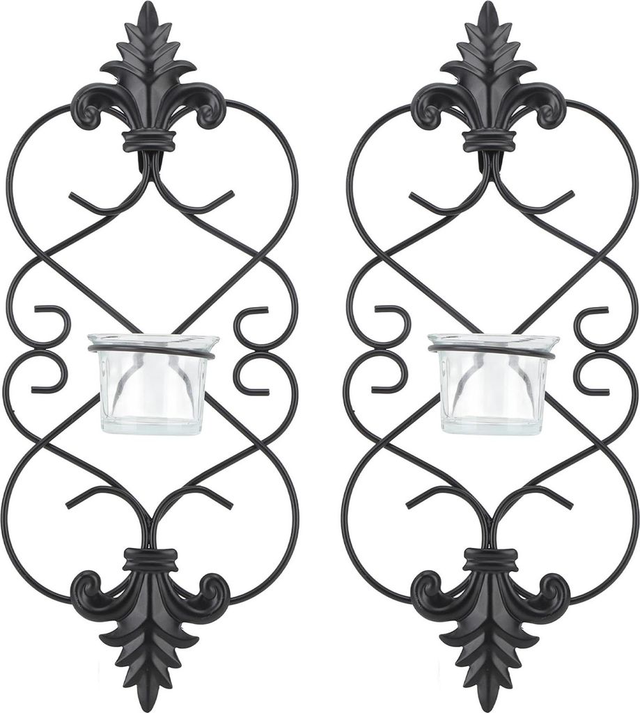 2 Stück Wandkerzenhalter aus Eisen für die Dekoration von Zuhause, Hochzeiten und Veranstaltungen