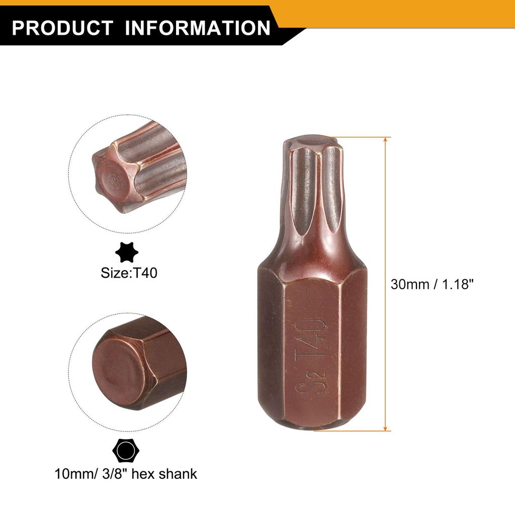 T40 Torx Schraubendreher Bit 10mm Sechskantschaft 30mm L?nge Magnetische Sicherheits-Tamper-Proof 6-Punkt-Kopf Sechskant-Bits S2 Stahl Schraubendre...
