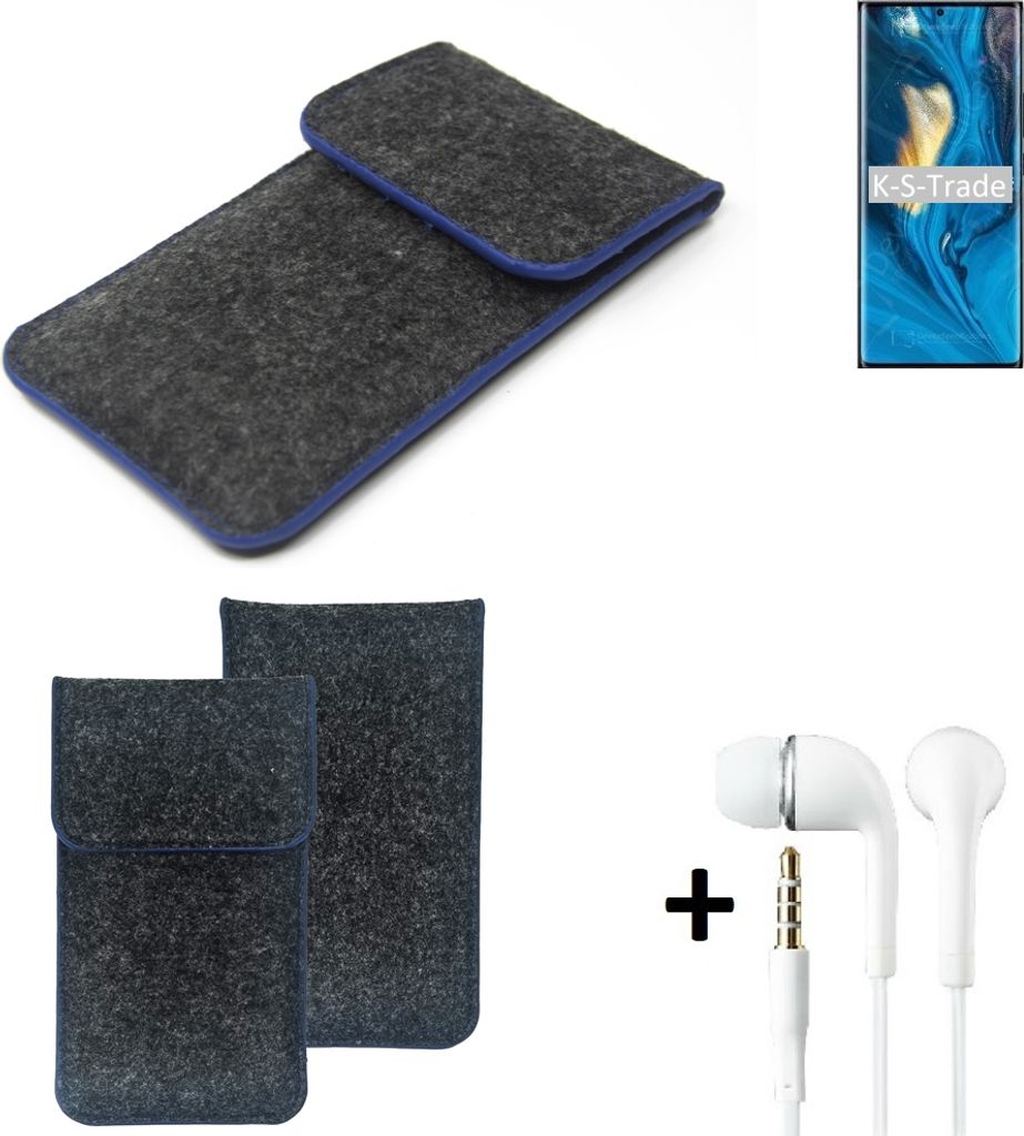 K-S-Trade Handy Schutz Hülle kompatibel mit nubia Z30 Pro Schutzhülle Handyhülle Filztasche Pouch Tasche Case Sleeve Filzhülle dunkelgrau, blauer