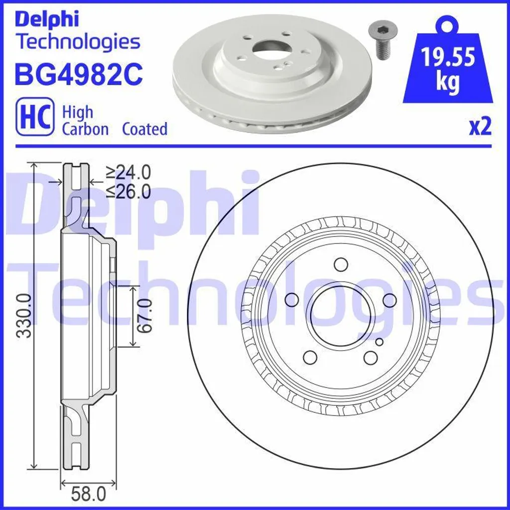 Disque de frein DELPHI BG4982C OE 2304230812 pour Classe S et SL