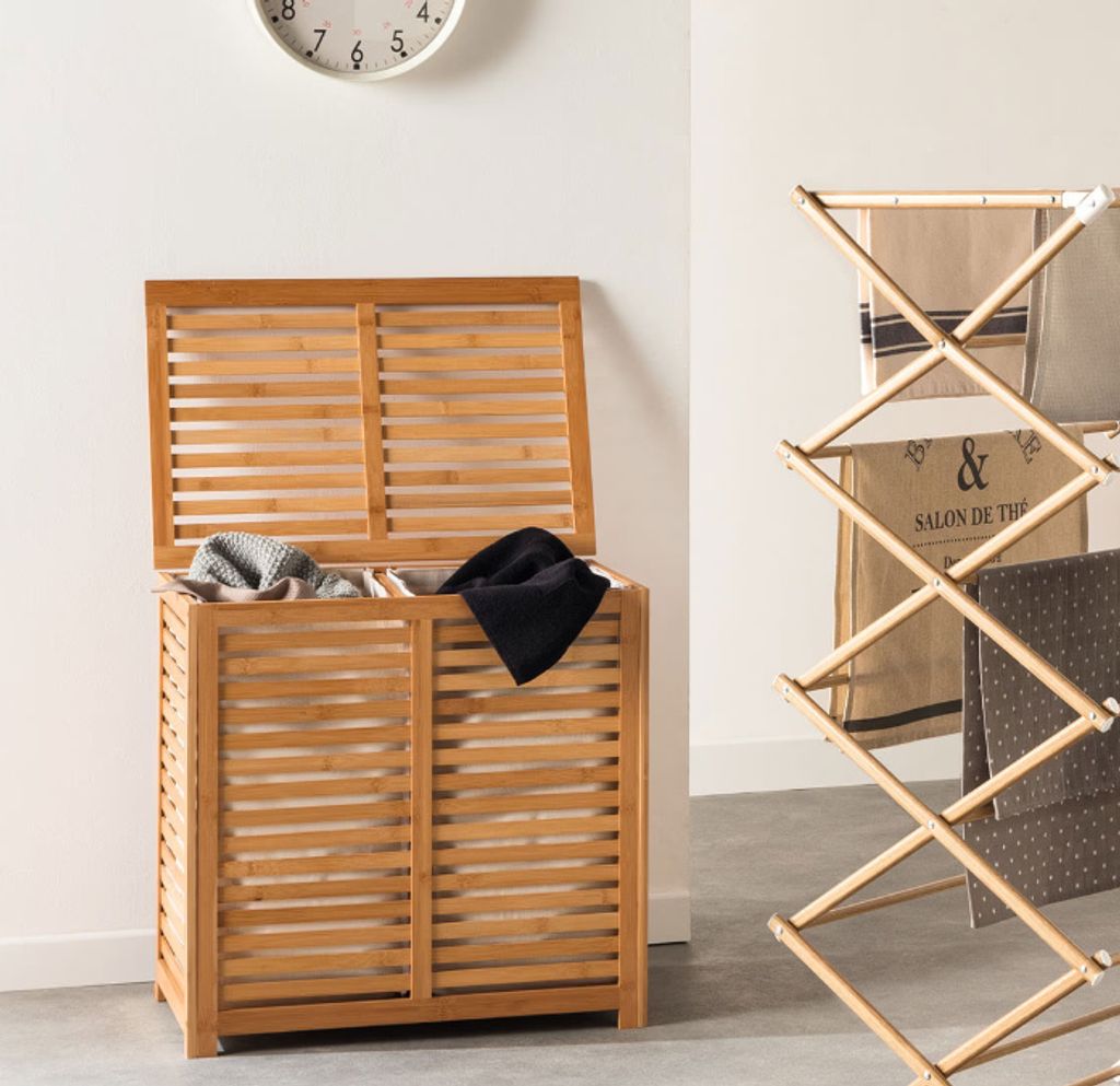Dvojitý koš na prádlo 100 L, Bamboo Obrázek produktu 13