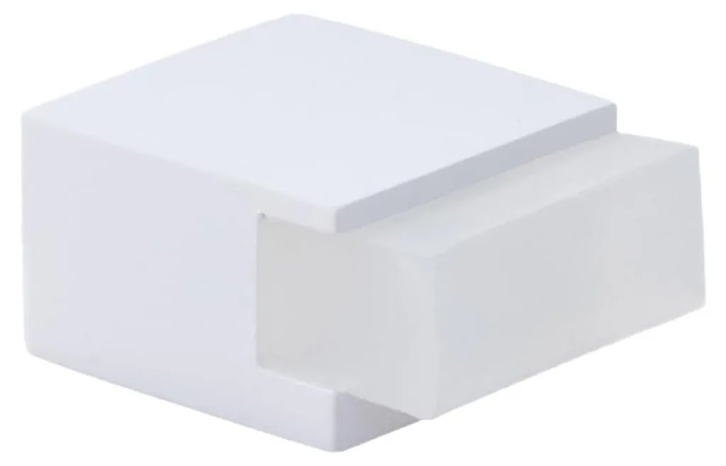 Butée de porte au sol carrée I-197/14 en acier laqué blanc 20x14 mm