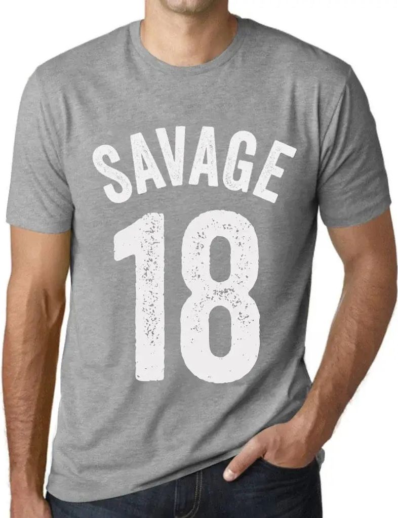Herren Grafik T-Shirt Savage 18 Geschenk 18. Geburtstag Jahrestag 18 Jahre Jubiläum 18 Jährige Mann Jahrgang 2006 Kurzarm Lustige Druck