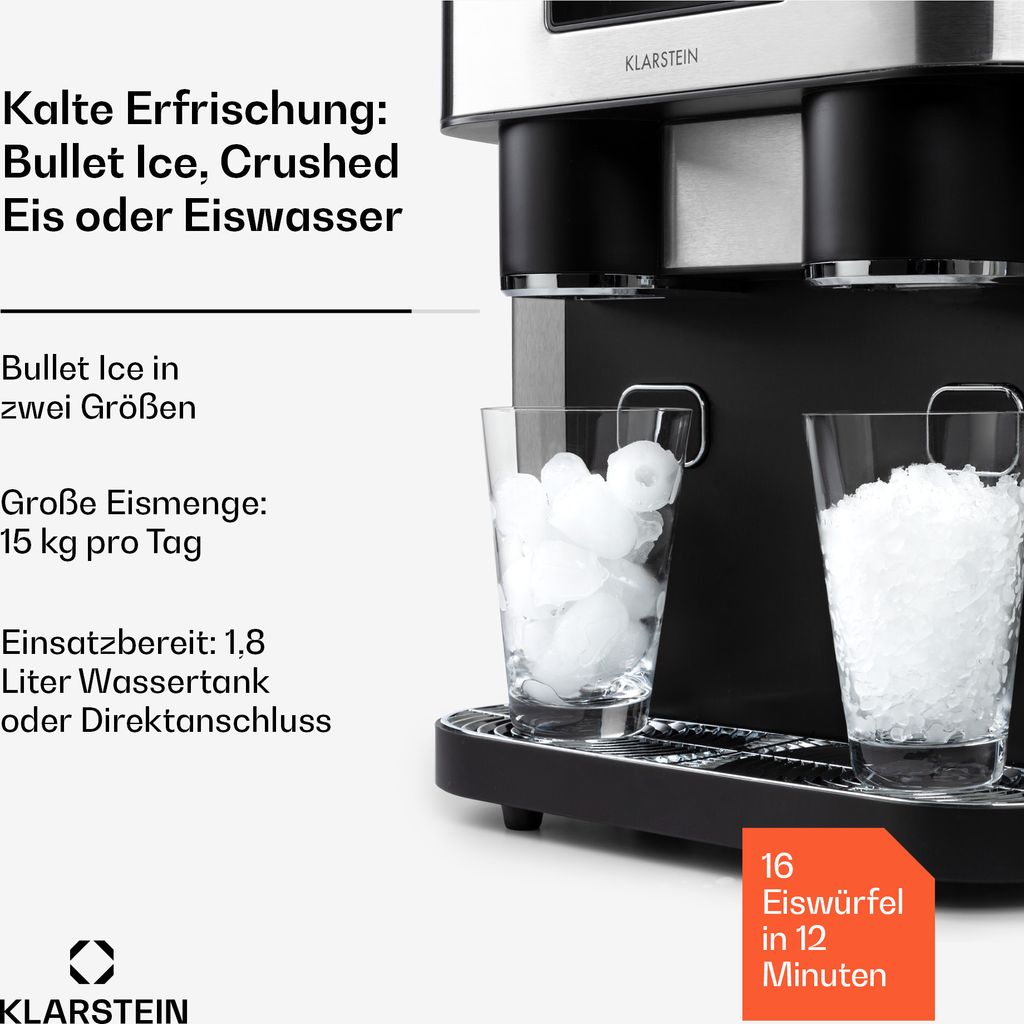 Klarstein Eiswürfelmaschine Klein, 1,8L Eiswürfelbereiter, Produktbild 2