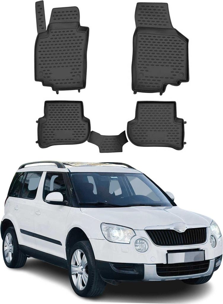 2009-2017 Skoda Yeti Fußmatten TPE Schwarz 4 tlg Produktbild 