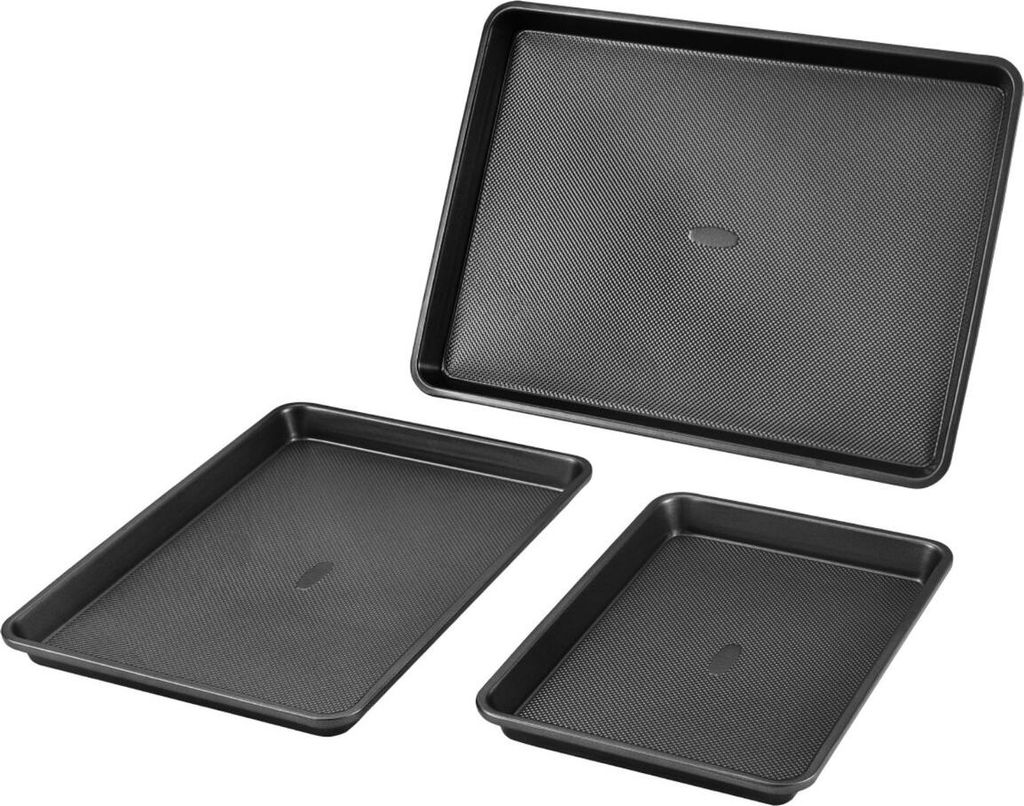 Baking Pan Set 3-Piece Nonstick Carbon Steel Set with Silicone Handles