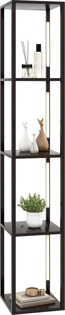 Lampadaire avec étagères bois marron et éclairage LED variable - Modèle L3