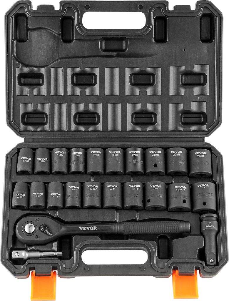 VEVOR Profi Steckschlüsselsatz CR-V-legierter Stahl 23-tlg Produktbild 