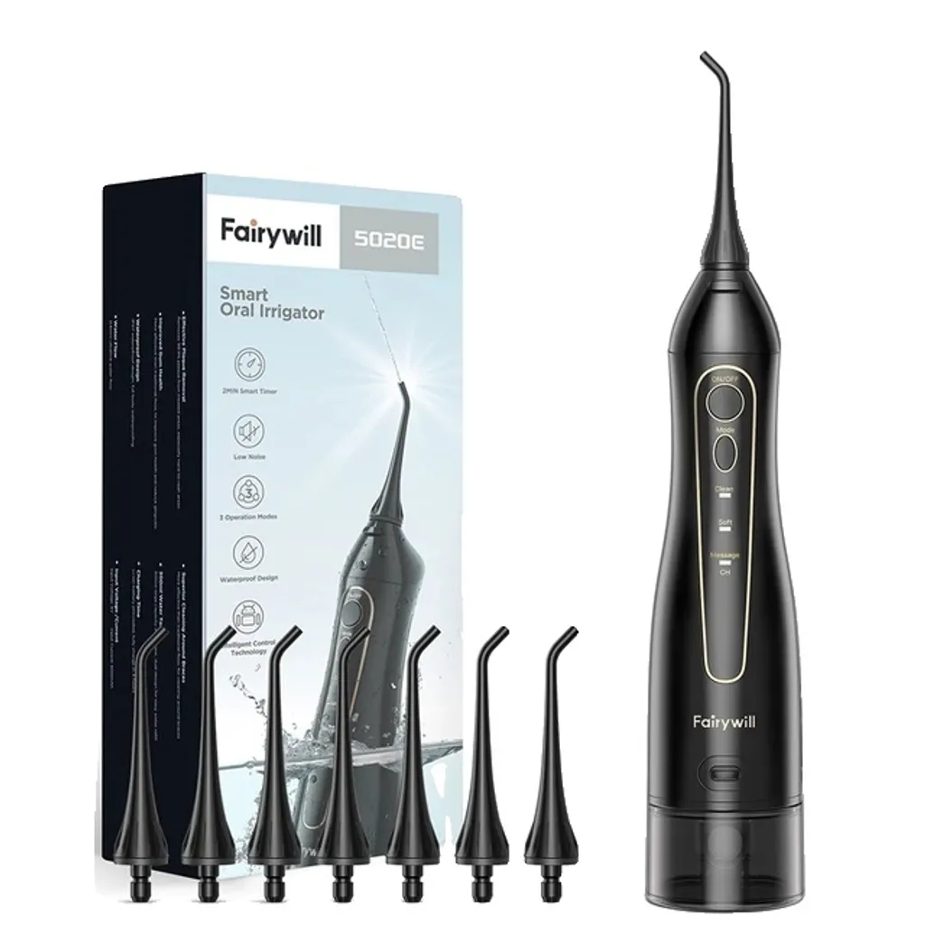 Irrigatore orale, serbatoio dell'acqua da 300 ml, 3 modalità di pulizia, FW-5020E-Nero