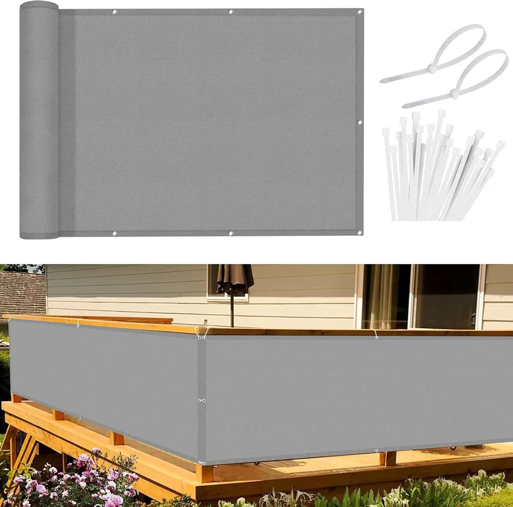 Pare-vue balcon 90x300 cm gris - Créez votre coin d'ombre et d'intimité