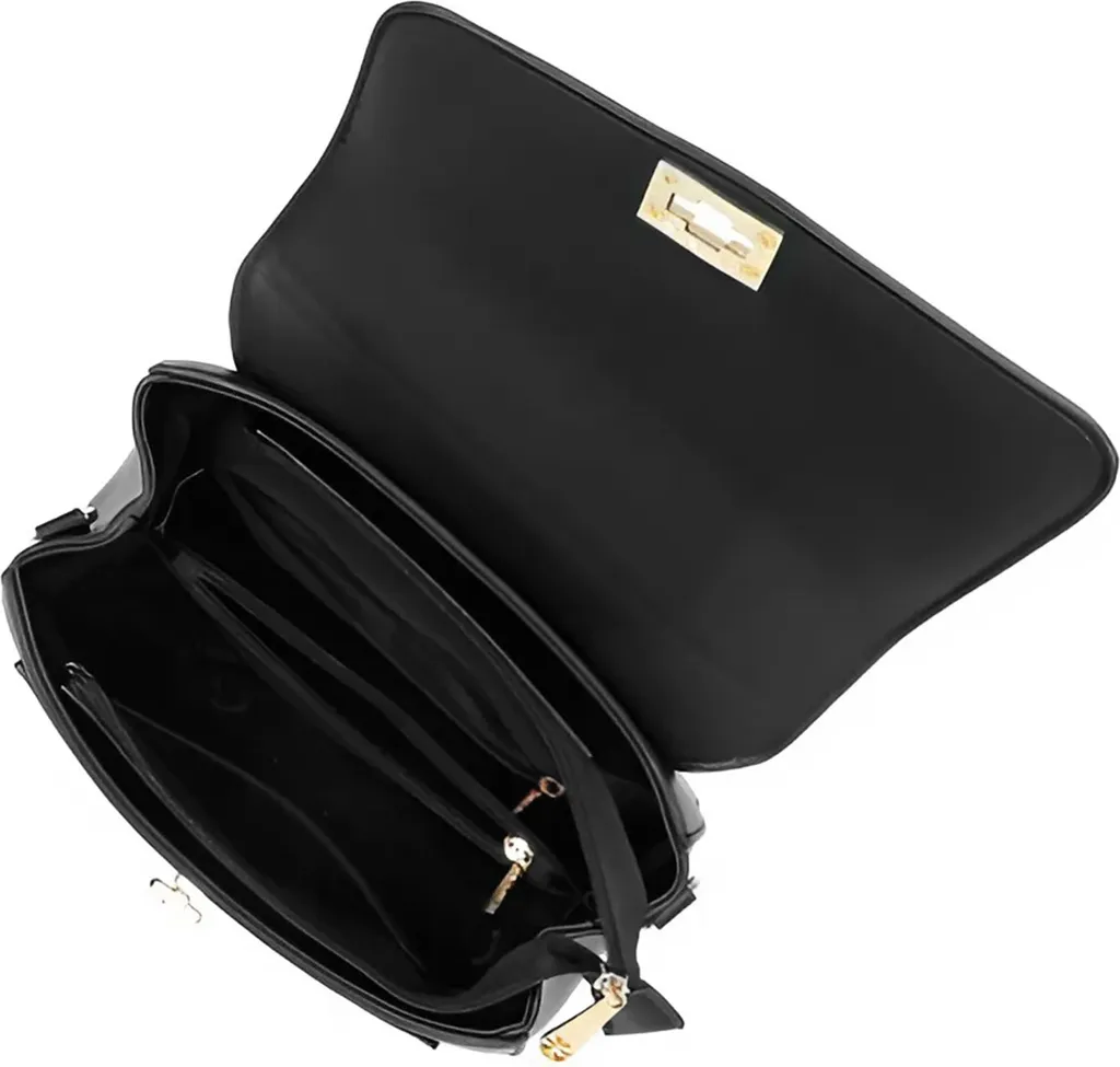 Borsa Donna Gallantry Nera Ecopelle - Tracolla Elegante Multitasche - 6