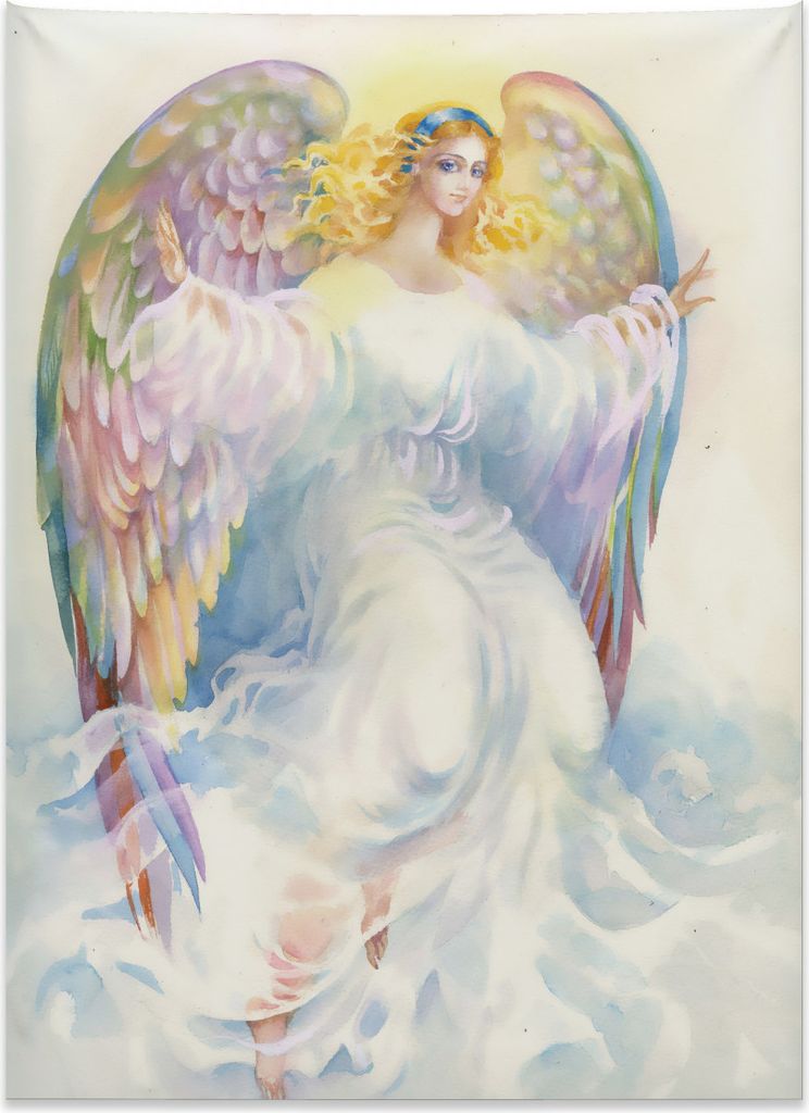 Abakuhaus angel Wings Wandteppich, Schöne alte Kunst aus Weiches Mikrofaser Stoff Kein Verblassen Klare Farben Waschbar, 110 x 150 cm, Mehrfarbig