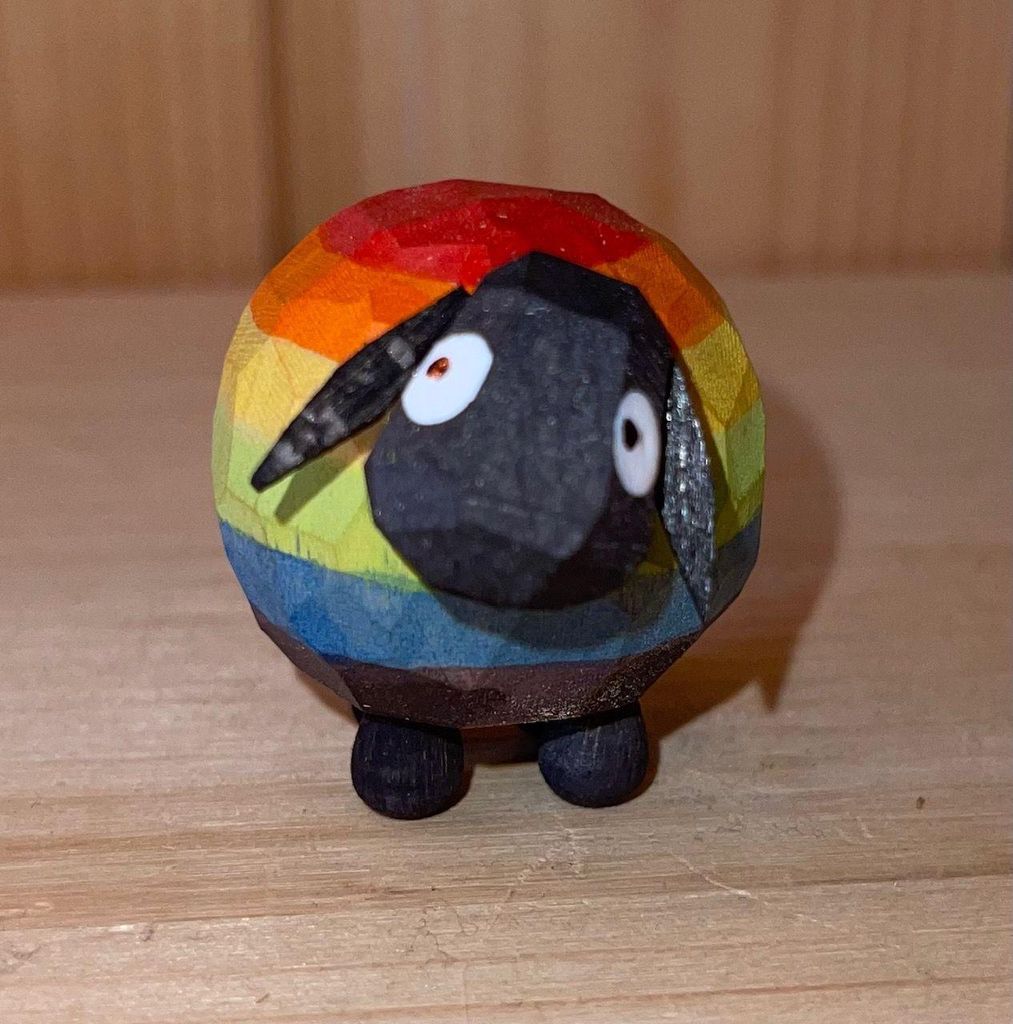 Holzfigur Regenbogenschaf Höhe 5cm NEU