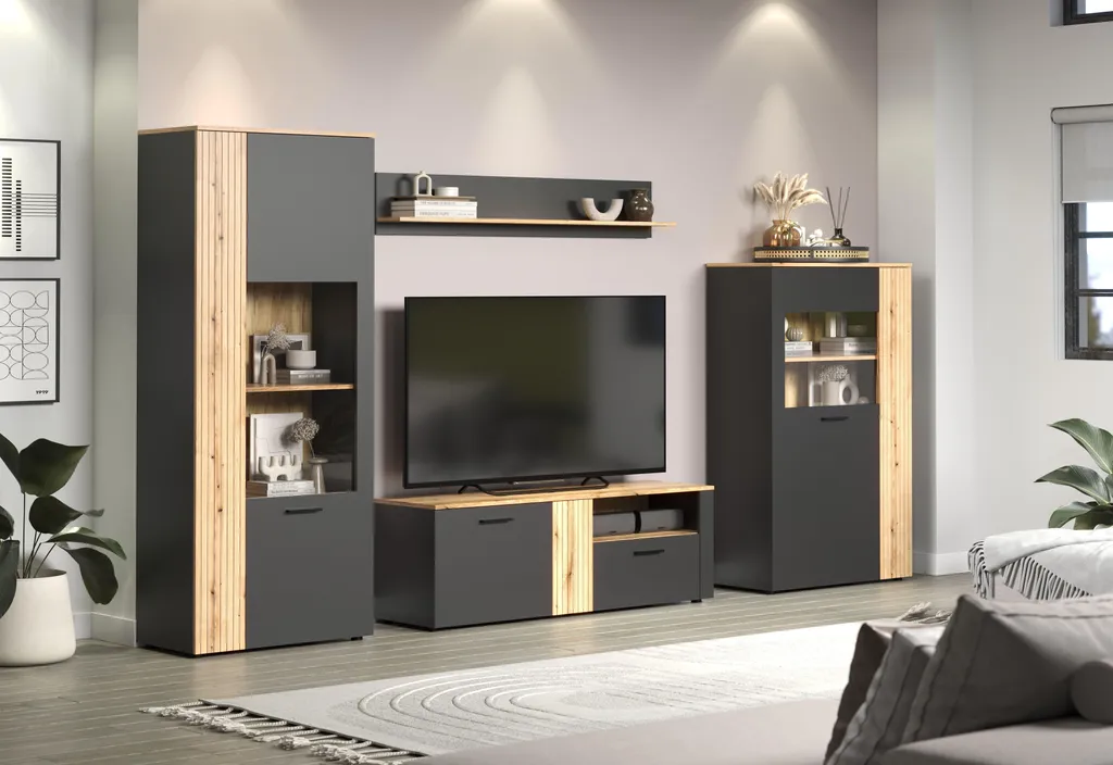 Bibliothèque Esteban Gris et Chêne : Solution de Rangement Gain de Place - 6