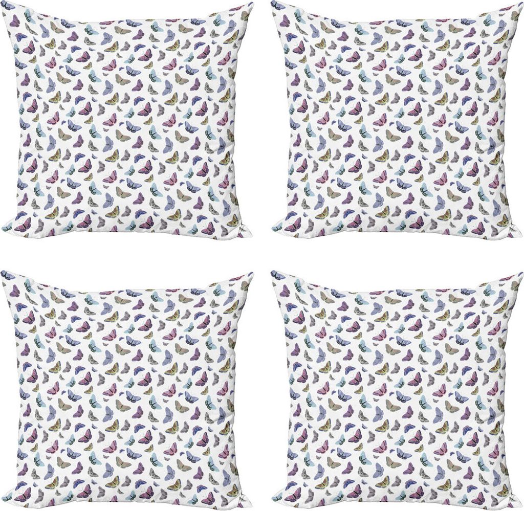 ABAKUHAUS Schmetterling Kissenbezug Set (4 Stück), Bunte Schmetterlinge, Moderner Doppelseitiger Digitaldruck, 60 cm x 60 cm, Mehrfarbig