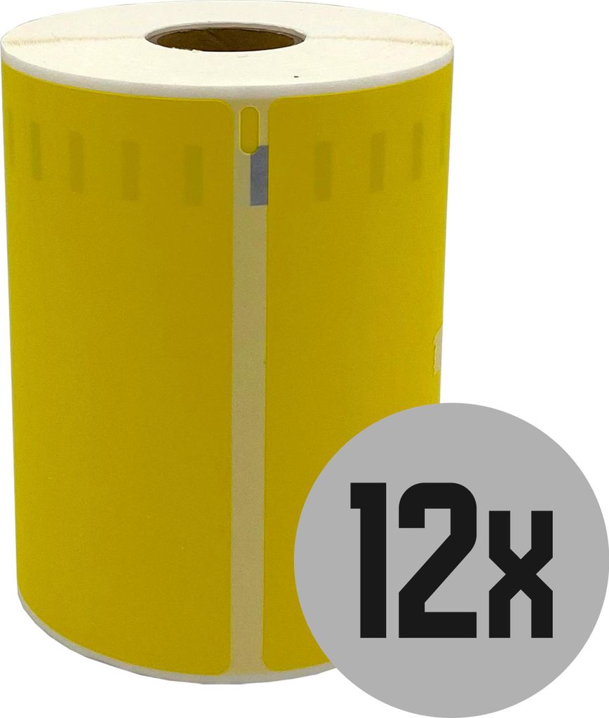DULA Labels - Kompatibel mit Dymo S0904980 Labels - Gelb - Große Versandetiketten - 12 Rollen - 104 x 159 mm - 220 Etiketten pro Rolle