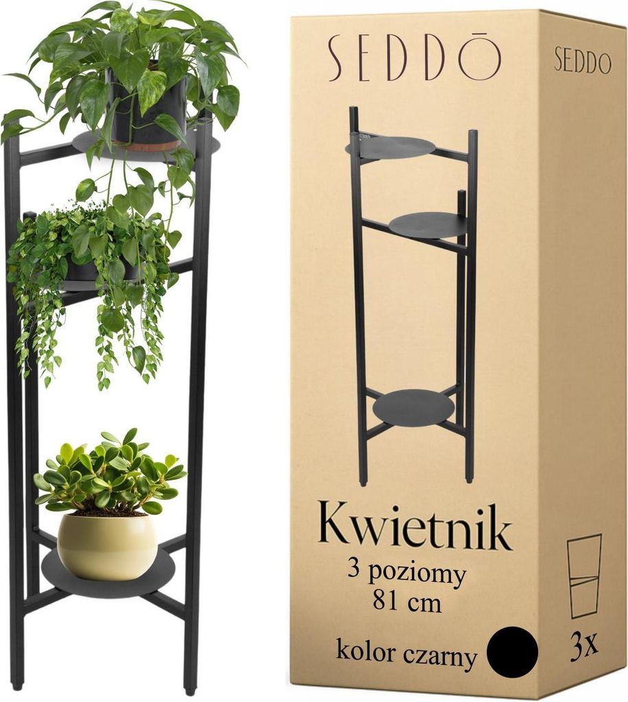 Blumenständer aus Metall, Blumenständer zum Aufstellen, Pflanzen, Töpfe, 3 Ablagen, Loft 81