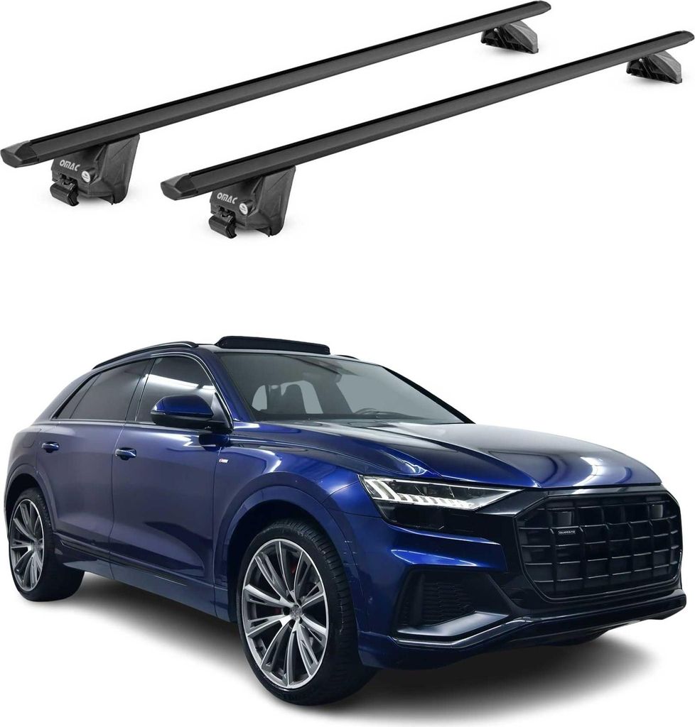 Dachträger Grundtäger für Audi Q8 2018-2025 100kg Aluminium Schwarz 2 tlg ABE