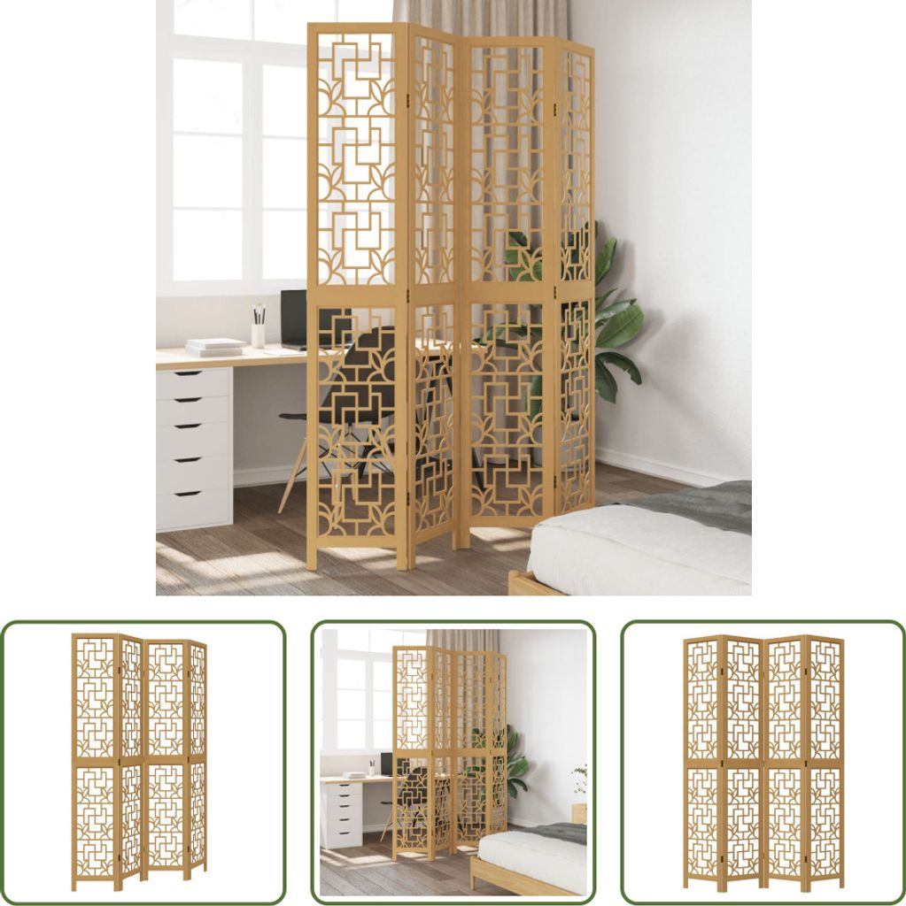 The Living Store 4-tlg. Raumteiler Braun Massivholz Paulownia