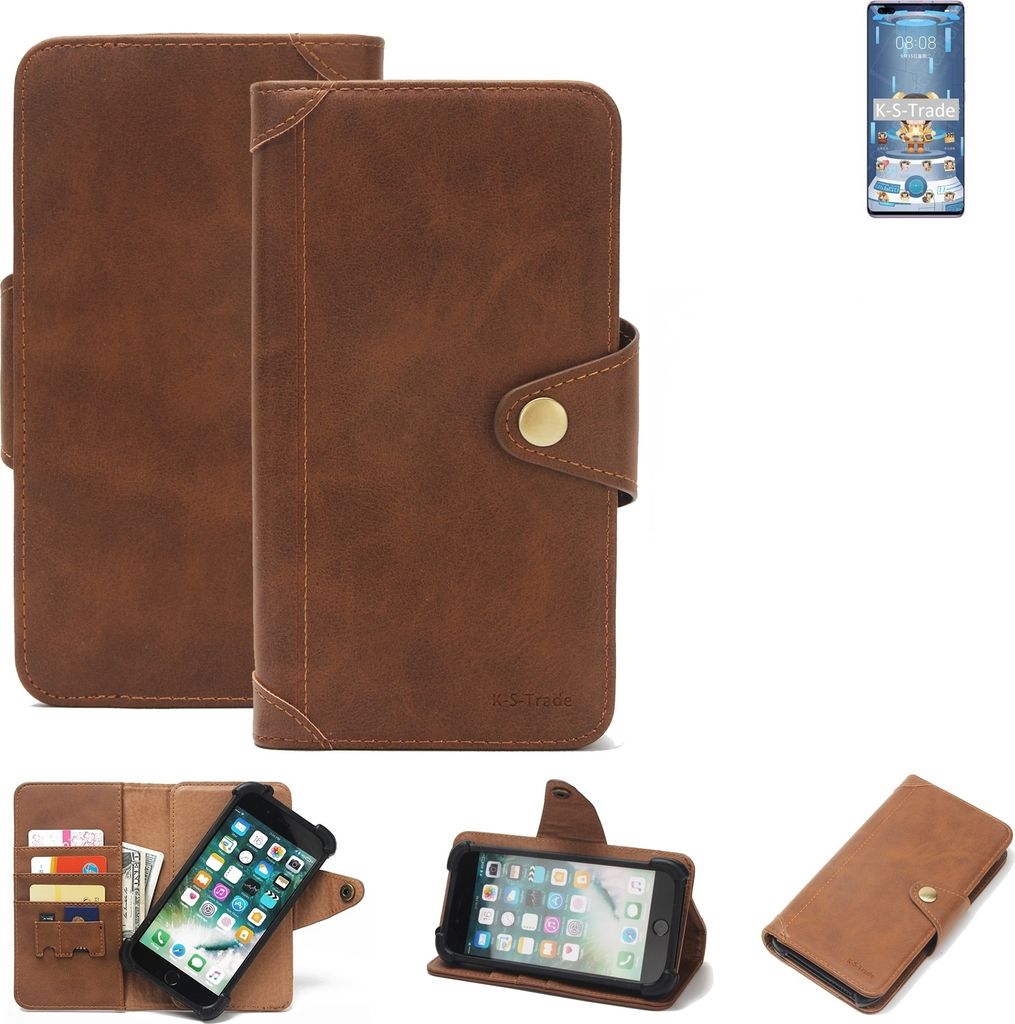 K-S-Trade Handyhülle für Huawei nova 7 SE 5G Lohas Edition Schutz Hülle Walletcase Bookstyle Tasche Case Handytasche Wallet Flipcase Cover Polyu...