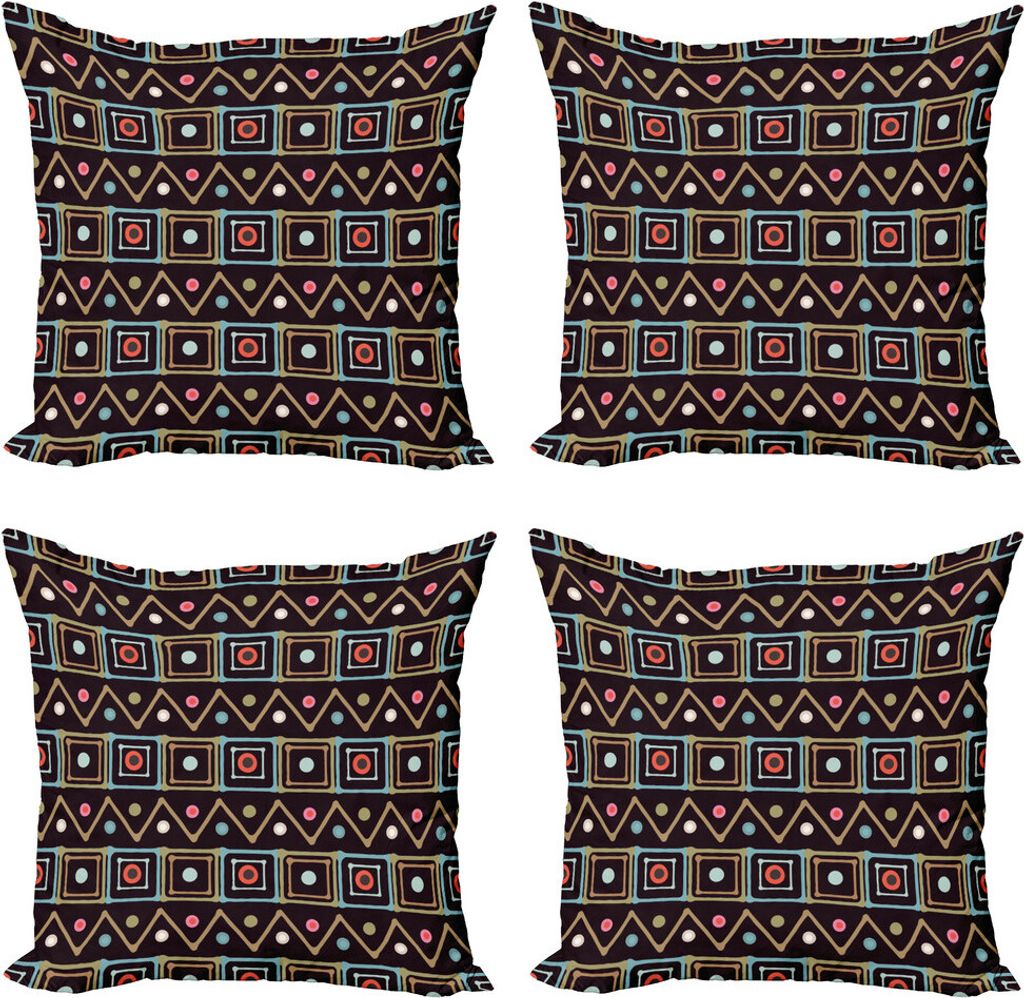 ABAKUHAUS afrikanisch Kissenbezug Set (4 Stück), Einheimische Bunte Grenzen, Moderner Doppelseitiger Digitaldruck, 60 cm x 60 cm, Mehrfarbig