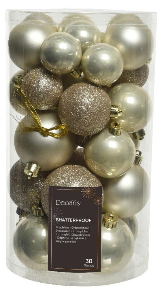 Boules de Noël plastique Mix 4-6cm Set de 30 - Perle Image du produit 