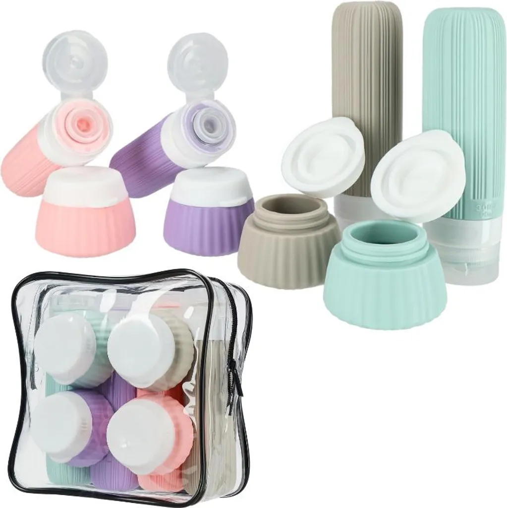 Set B01 Bottiglie Silicone per Skincare Routine in Viaggio - 100ml
