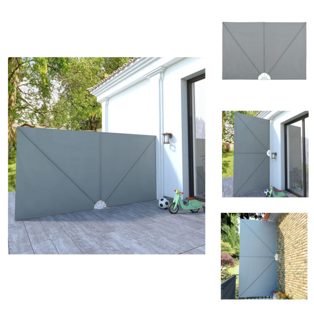 vidaXL Faltbarer Terrassen-Seitenfächer Grau 400×200 cm - Sonnenschirme & Sonnenschutze