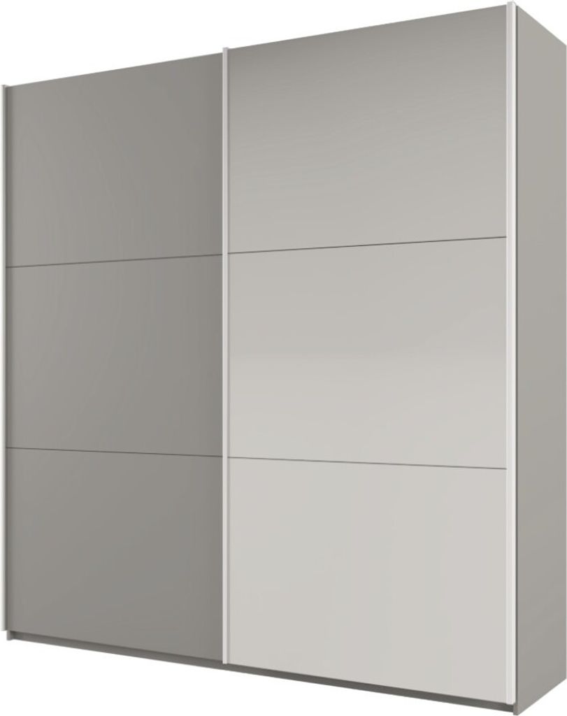 Furniture24 Kleiderschrank Rodos 200 Schrank Schwebetürenschrank mit Spiegel 2 Kleiderstange Platinum, 200 cm breit