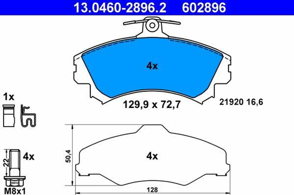 ATE 13.0460-2896.2 Jeu de Plaquettes de Frein à Disque OE MR977117