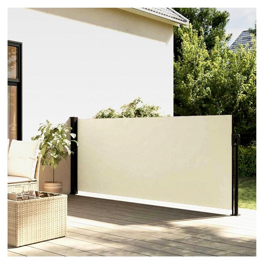 Ausziehbare Seitenmarkise Creme 100x500 cm, Gelenkarmmarkise für Terrasse und Eingangsbereich