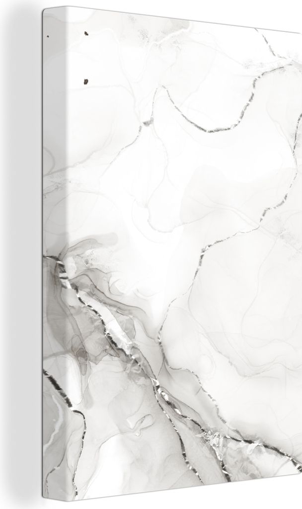OneMillionCanvasses - Leinwandbilder - 90x140 cm, Marmor - Grau - Weiß, Wandbilder Kunstdruck Wanddekoration - Foto auf Leinwand - Gemälde auf ...