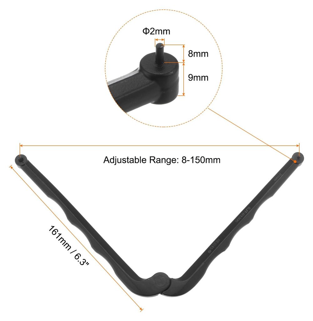 Einstellbarer Stirnlochschlš¹ssel 2mm Durchm. 8-150mm ?ffnung Bereich Universal Winkelschleifer Bolzenzange fš¹r Runde Muttern mit Bohrungen