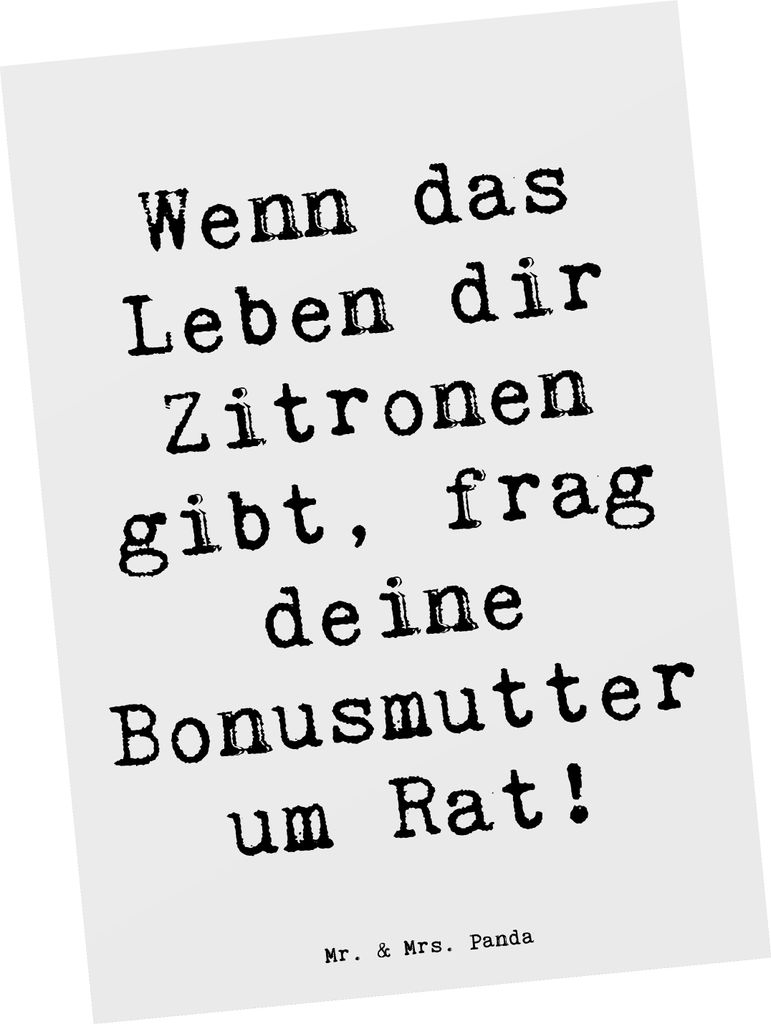 Mr. & Mrs. Panda Postkarte Spruch Rat bei Bonusmutter - Weiß - Geschenk, persönliche Erinnerungen, einzelkarte, Lächeln, Fotokarte, Unterstützu...