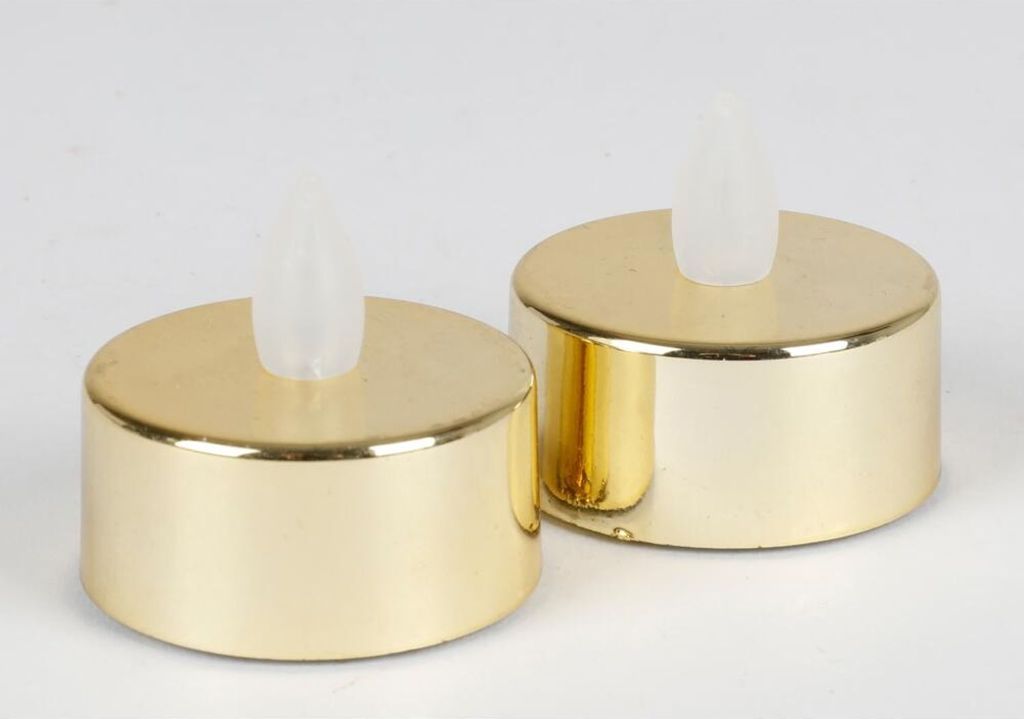 BURI Elektrische Teelichter 2er LED Flackernd Metallic Glitter Kerzen Batterien