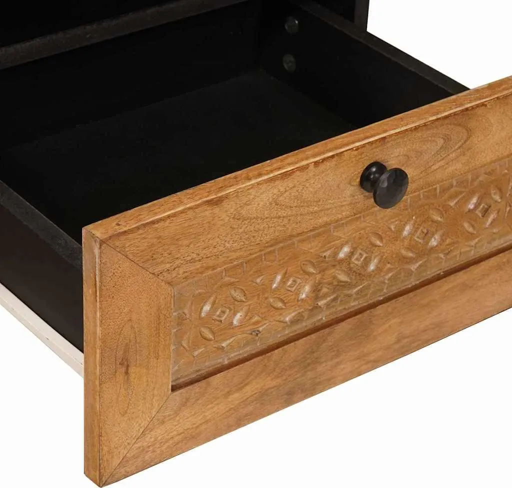 Tavolino vidaXL in Legno di Mango Massiccio 80x54x40 cm - Marrone Chiaro - 6