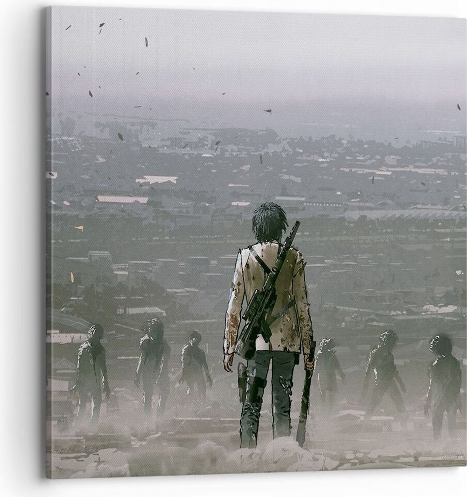 Bild auf Leinwand - Leinwandbild - Fantasie Krieg - 70x70cm - Wand Bild - Wanddeko - Wandbilder - Leinwanddruck - Bilder - Kunstdruck - Wanddekorat...